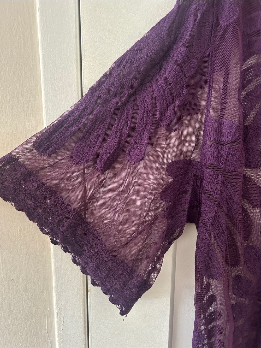 Amazon Sheer Crochet Kimono Robe — Purple - Picture 3 of 5